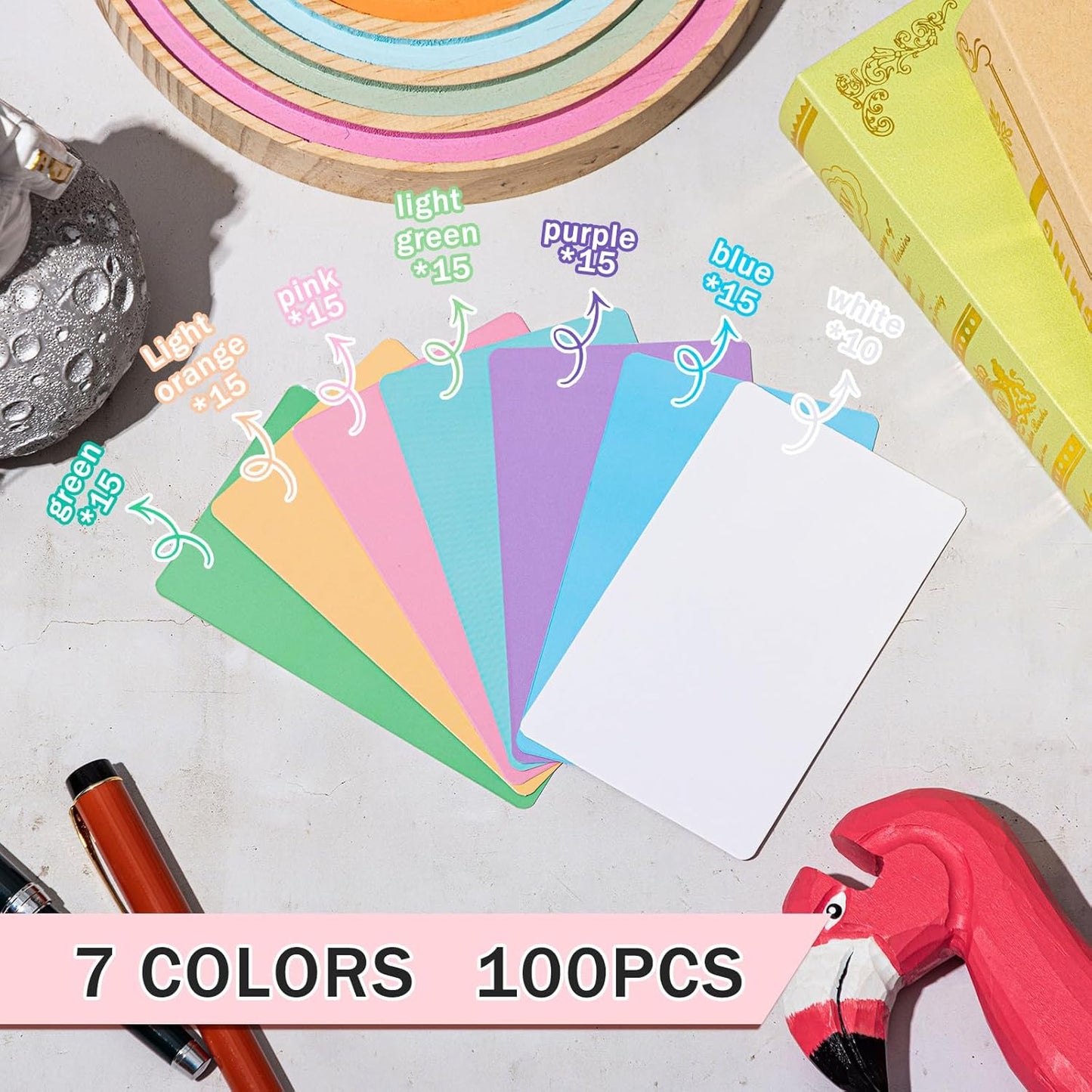 Harloon 100 Pcs Dry Erase Index Cards 3 x 5 Inch Laminated Reusable Dry Erase Note Cards Sheets for Office to Do List(White)