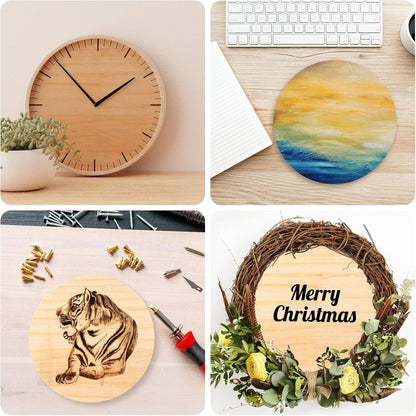 4PACK 4 inch Round Wooden Plaque, 3/4 Inch Thick Unfinished Wooden Circle Plaque, Natural Pine Wood Base for Craft Projects, Sign, Painting, Woodcarving, Engraving