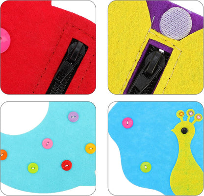 Kisangel 5pcs Educational Button Toys, Kids Button Board Zipper Toy Learning Plaything for Fabric Non-woven Basic Life Fine Motor Skills