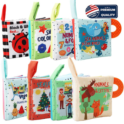 Baby Books Toys Gifts, Touch and Feel Cloth Crinkle Books for Babies,Infant Toddler Baby 0-3-6-12-18 Months,Early Learning Toys 6 to 12 Months 1-2 Years Old, Easter Shower Gift for Boys Girls,4 PCS
