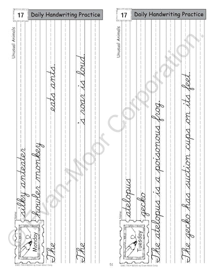 Evan-Moor Daily Handwriting Practice Contemporary Cursive, Kindergarten-Grade 6, Homeschooling and Classroom Resource Workbook, Penmanship, Writing, Letter Placement, Spacing, Alphabet Synonyms