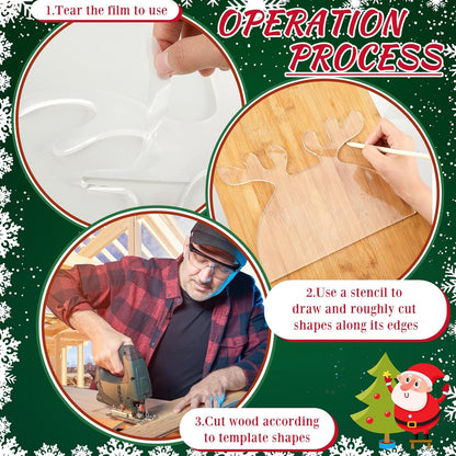 Maitys 3 Pcs Christmas Acrylic Router Templates for Woodworking 10 x 6 Inch Charcuterie Handle Cutting Board Clear Acrylic Template Angled Curvy Tracing Stencils Guide Tool for Kitchen(Basic Style)