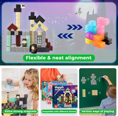 GraceDuck 300 PCS Magnetic Blocks - Magnetic Building Blocks, Stacking Magnets for Kids, Sensory Toy for STEM Montessori Sensory Toys for Kids 3+ Boys and Girls Christmas Birthday Gifts