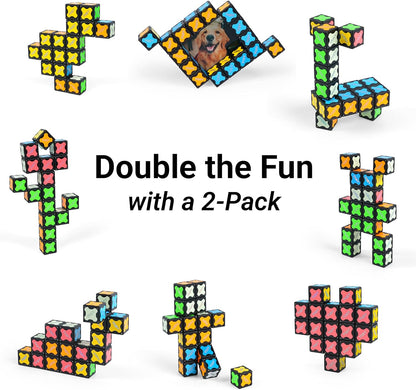 TOSY Magnet Cube 2x2 - 8 Blocks, 2in1 Toy: 2x2x2 Puzzle Cube and Customizable Infinity Cube, Easter Basket Stuffers Gifts for Kids/Grandkids, Glowing w/ UV Flashlight, STEM Toy, 2-Pack