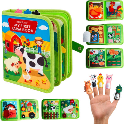 Busy Book for Toddlers 1-3, Montessori Toys for 1 2 Year Old Boy Girl Birthday Gifts, Farm Animal Busy Board Educational Learning Quiet Toddler Activity Book(Green)