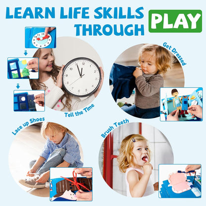 Daily Life of Girls Busy Book for Toddlers,Montessori Busy Books,Preschool Felt Busy Quiet Book Learning Life Skills,House Pretend Play Dress UP Game,Montessori Toys for 3 4 5 Years Autism Sensory