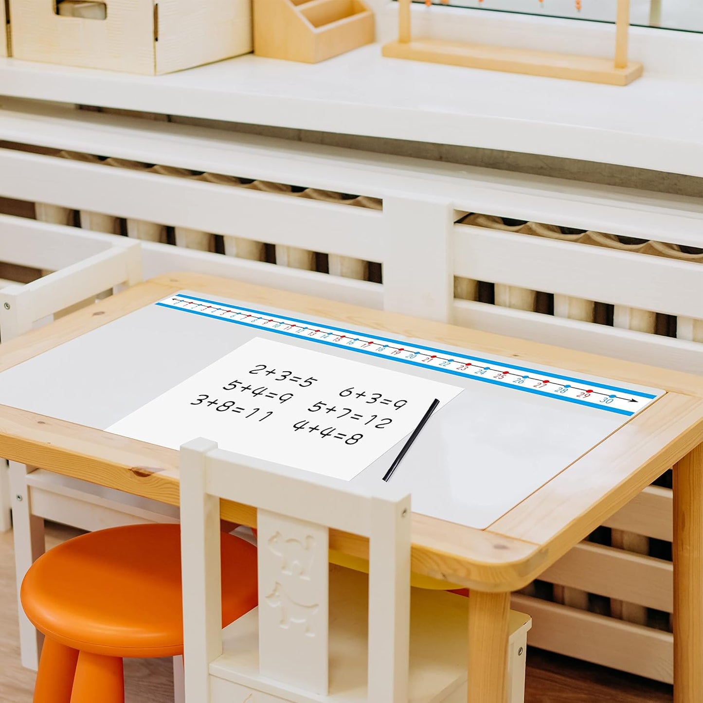 36 PCS Student Number Line, 0 to 30 Number Line Strips Dry Erase Surface Number Cognition, Counting, Sequencing, Color-Coded Even and Odd Numbers, Write on & Wipe Off for Classroom Use