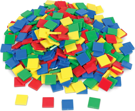 Learning Resources Square Color Tiles, Counting, Sorting Toy, Set of 400 in 6 Colors, Ages 4+