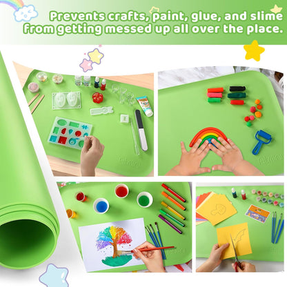 AtMini Silicone Art Mats for Kids, 24"x16" Silicone Craft Mat with Lip to Keep Clean, Play Sand, Painting, DIY Crafts Mat for Kids (Purple)