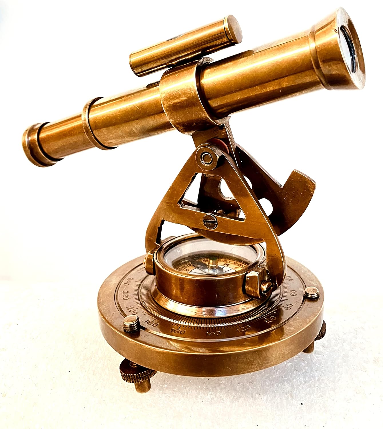 Brass Alidade Decorative Telescope 4" with Base Compass Gifts (4 Inch)
