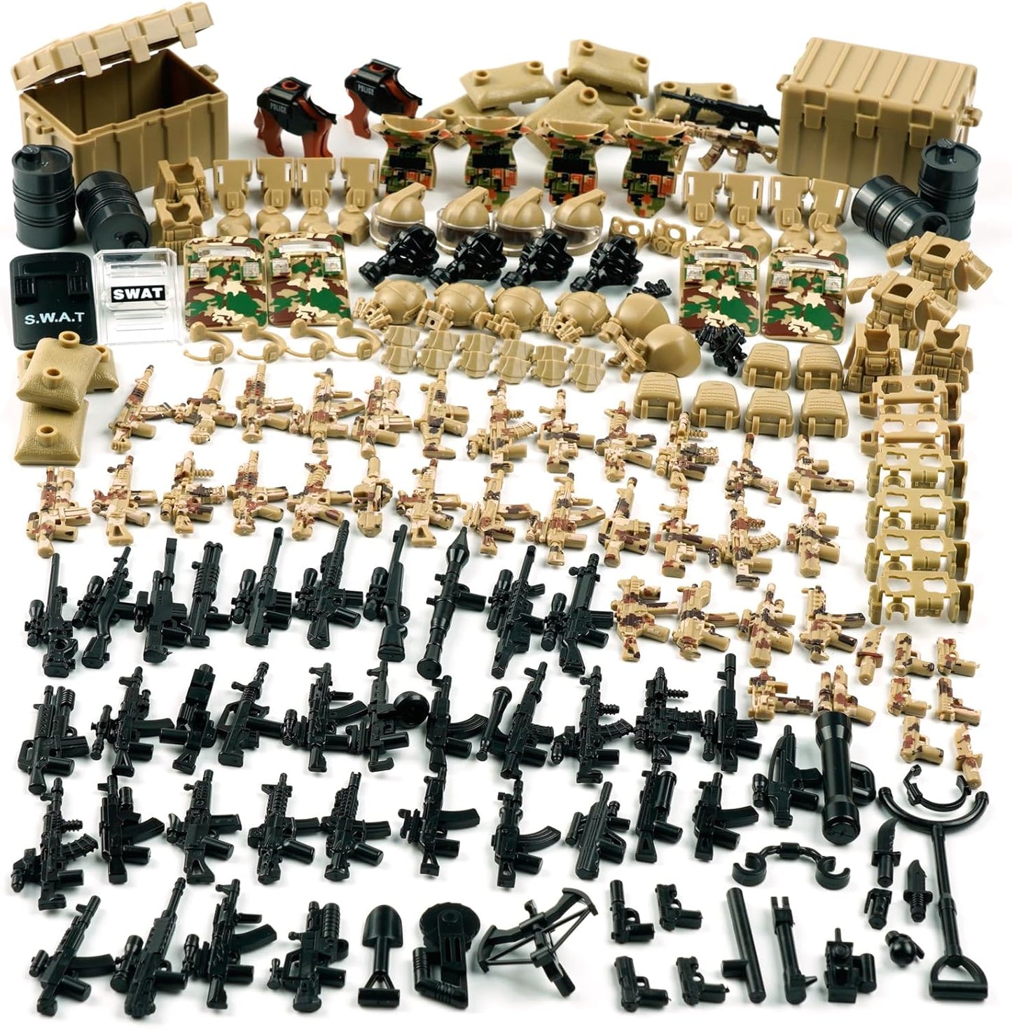 Military Army Weapons Pack Accessories - Special Army Swat Team Building Block Toys,Militray Soldier Armor Camouflage Weapons E.O.D Suits Equipment Gear Sets