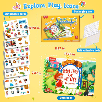 JoyCat Preschool Busy Book for Toddlers 3-5, Dual-Language Learning Activities, Educational Sensory Toys, Autism Learning Materials for Boys & Girls, English and Spanish Version