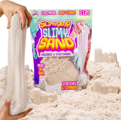 SLIMYGLOOP Slimy Sand, 3 Lbs of Stretchable, Expandable, Moldable Cloud Slime, Non Stick, Slimy Play in A Resealable Bag, Great for Sensory Bins, Sensory Toys for Less-Mess Fun, Ages 3, 4, 5, 6, 7
