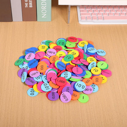 Uonlytech Eva Foam Place Value Counting Chips for Kids Base 10 Math Education Materials for Classroom and Home Learning (Pack of 300)