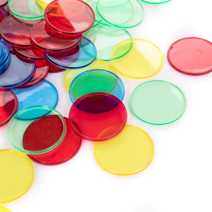 RBS Pack of 300 Jumbo Mixed Color Translucent Bingo Chips - 1.25 Inches in Diameter!