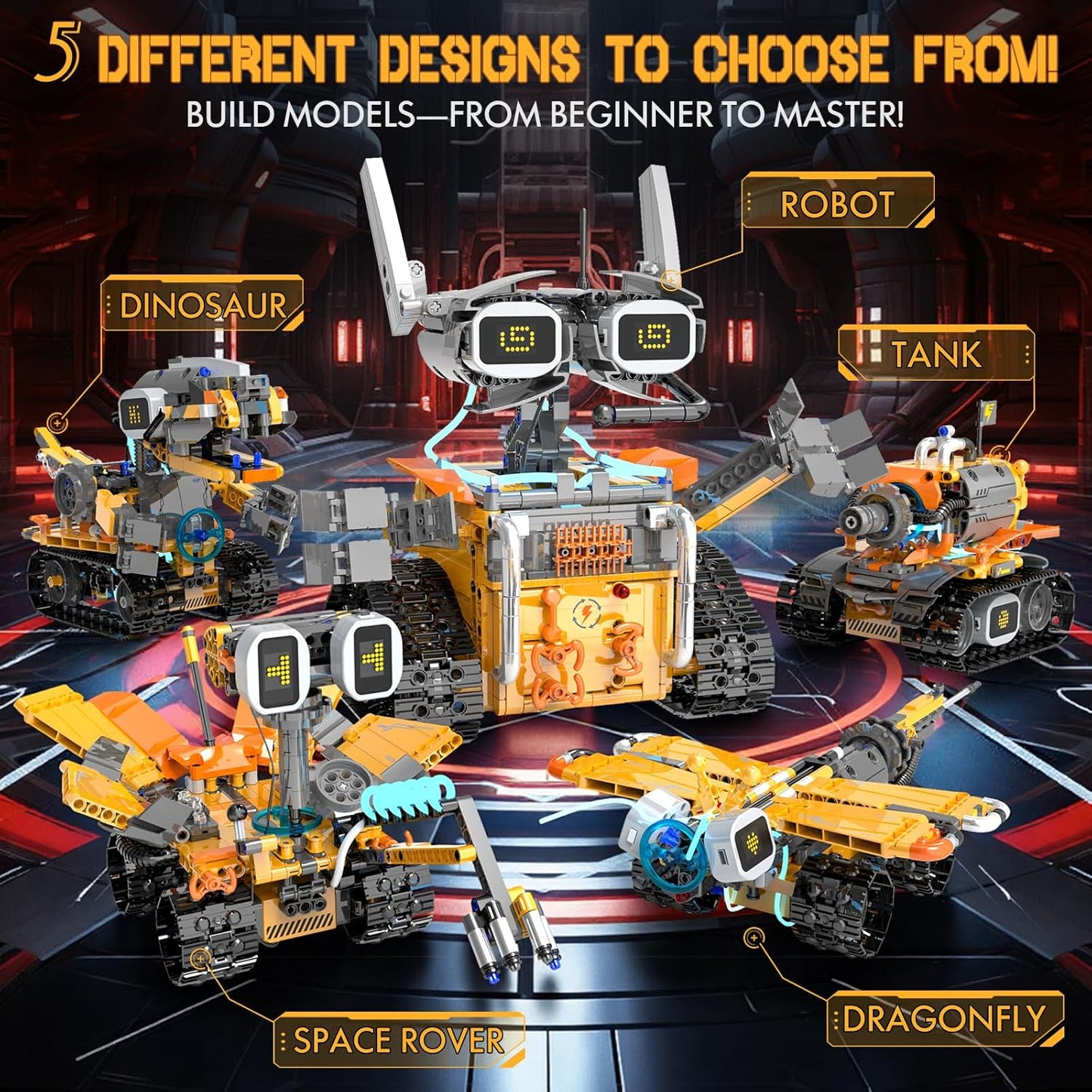 5in1 STEM Robot Building Kits for Kids 6-12, App & Remote Control STEM Dinosaur Tank Robot Building Toys for Kids, 890Pcs DIY Science Building Sets, Erector Sets for Boys Girls Birthday Xmas Gifts