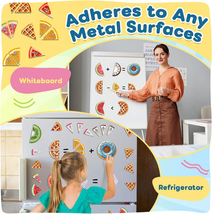 Magnetic Fraction Tiles & Circles, Bars,Math Manipulatives, Fraction Manipulatives for 2nd, 3rd, 4th, 5th Grade Classroom Must Haves Teachers Whiteboard Teaching School Homeschool Supplies