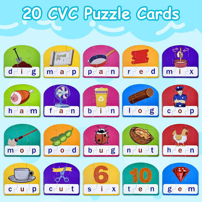 CVC Puzzle Cards for Kids – Phonics & Spelling Games for Toddlers, 3-Letter Word Puzzles for Preschool & Kindergarten, Perfect for Speech Therapy & Early Learning Classroom Essentials