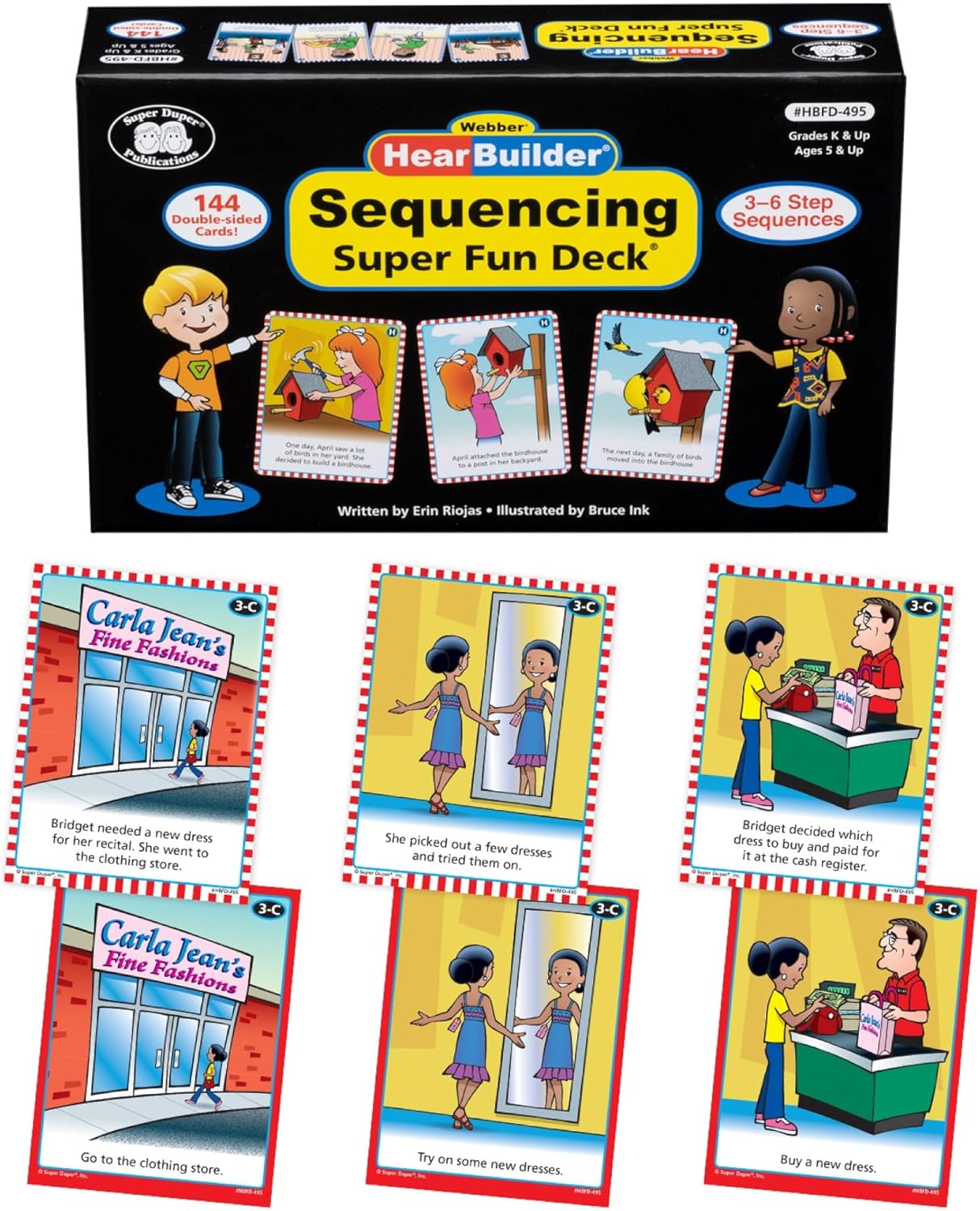 Super Duper Publications | HearBuilder Sequencing Flash Card Fun Deck | Educational Learning Resource for Children