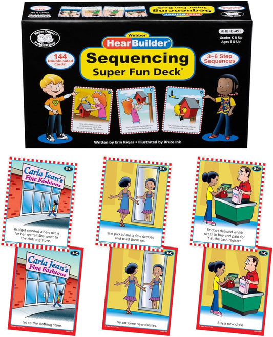 Super Duper Publications | HearBuilder Sequencing Flash Card Fun Deck | Educational Learning Resource for Children