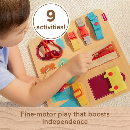 Fisher-Price Wood Montessori Toy Dressing Board, American Montessori Society Seal of Excellence, Early Life Skills Learning Wooden Busy Activity for Preschool Kids Ages 3+ Years (Amazon Exclusive)