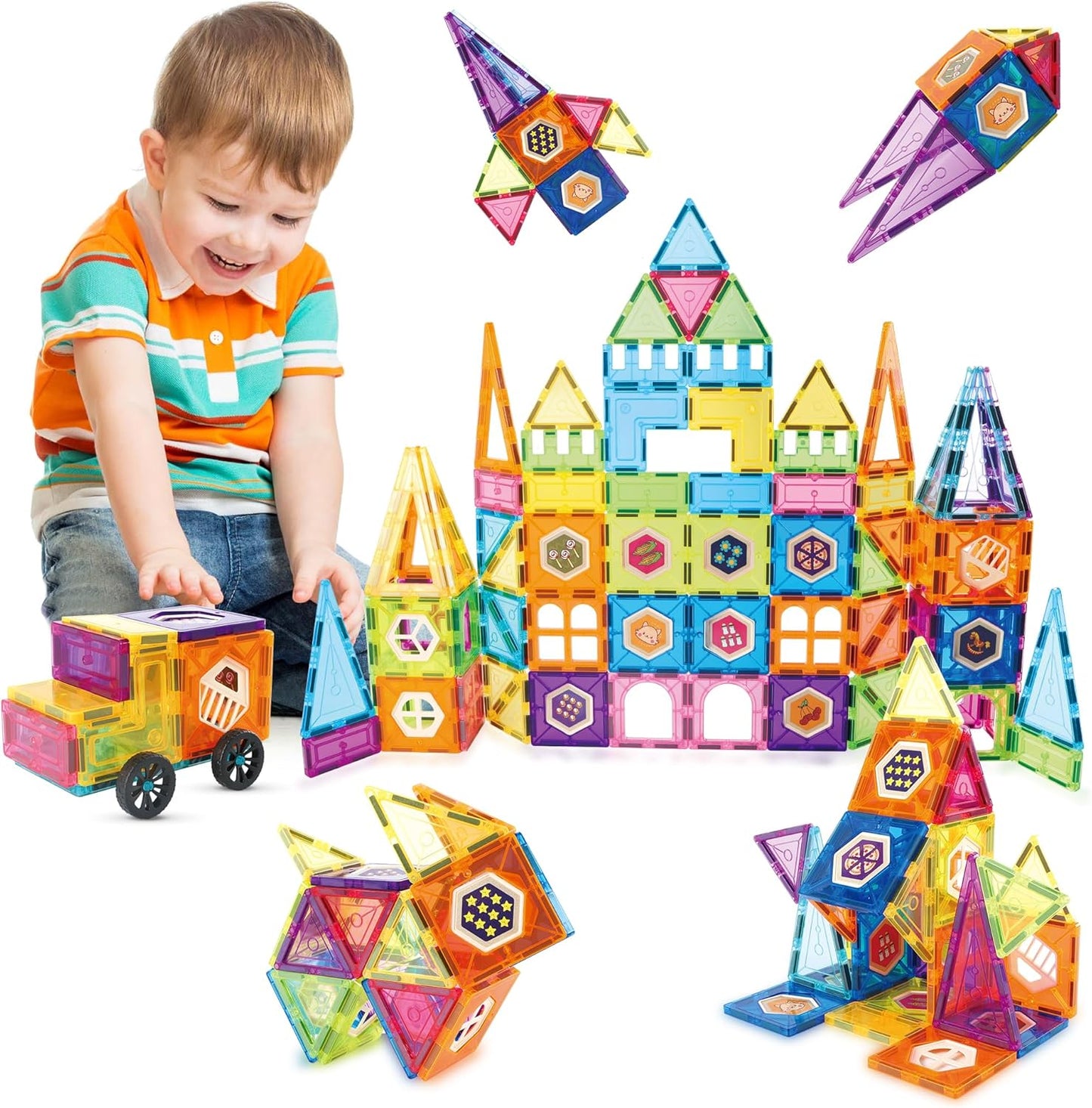 Contixo STEM Building Toys - 110 pcs Marble 3D Magnetic Run Tiles Learning Stacking Educational Building Blocks Set, Creativity Beyond Imagination, Inspirational, Recreational Toy for Kids