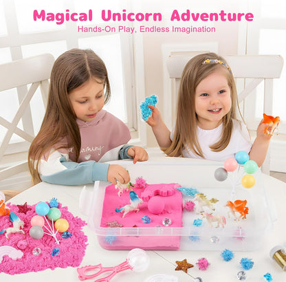 38 PCS Mermaid Sensory Bin with 2 lb Magic Sand, Ocean Molds & Treasure Accessories – Creative Sand Play Gift for Girls Ages 3–8