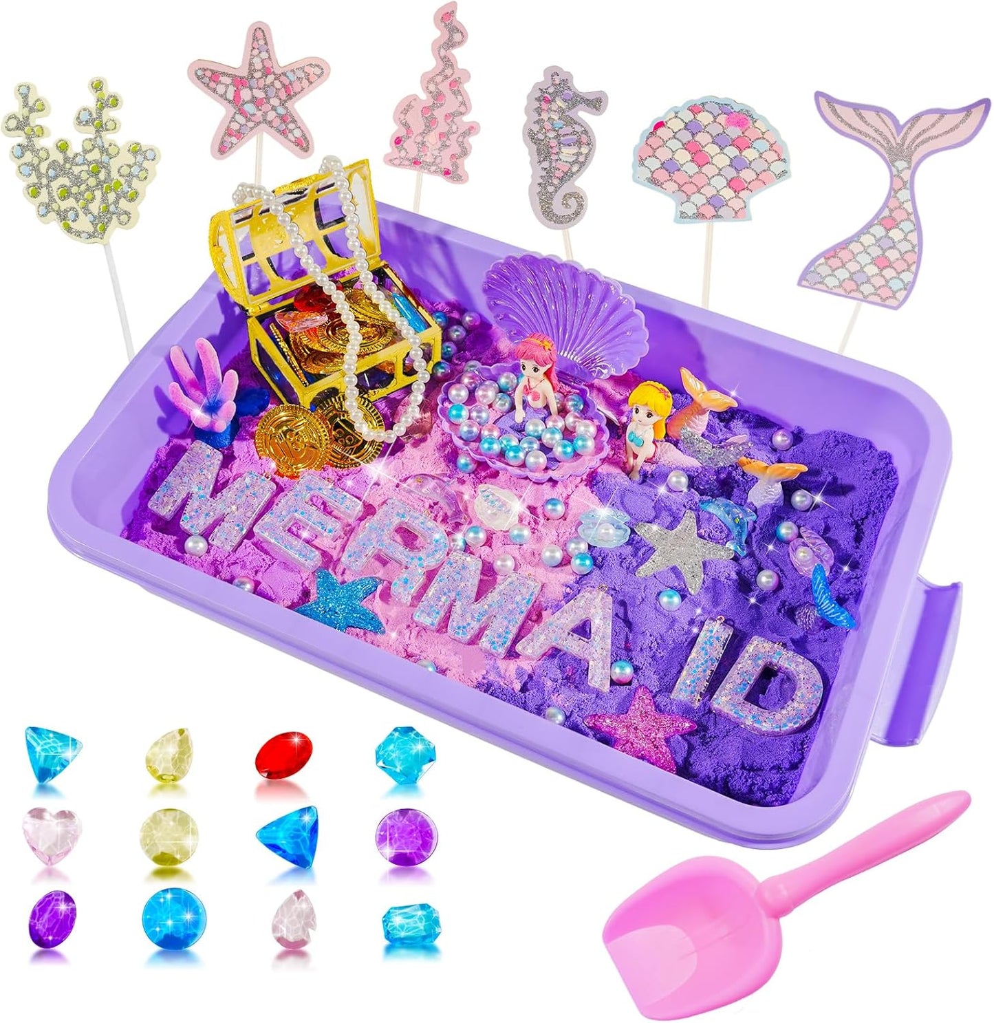 Bbiamsleep Ice Cream Sensory Bin, 61 Pcs Ice Cream Sensory Bin Fillers with 11 Mould 9 Tools for Home Decor