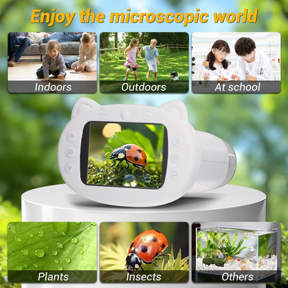 Kids Microscope: 1000X Handheld Pocket Microscope for Photo and Video Portable Science Kits STEM Toys – Christmas/Birthday Gifts for Girls & Boys Ages 3-12(Orange)