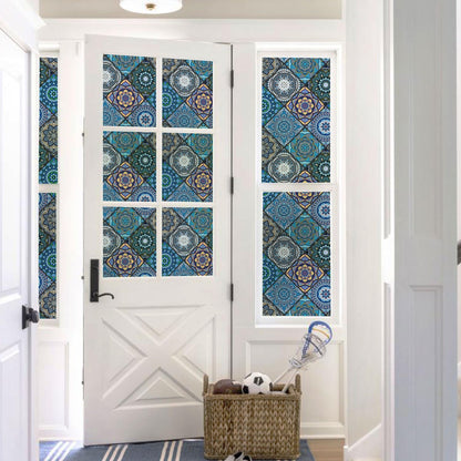 DKTIE Wooden Blinds Pattern Decorative Window Privacy Film, Sun Blocking Heat Control, Static Cling No Glue, with Installation Tools, Stained Glass Window Film (S531, 17.7" x 78.7")