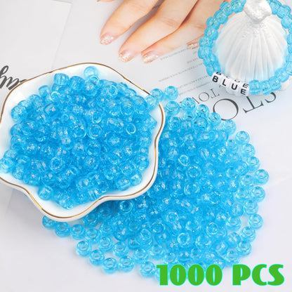 Auvoua 1000Pcs Pony Beads Bracelet 9mm Yellow Plastic Barrel Pony Beads for Necklace,Hair Beads for Braids,Key Chain,Jewelry Making (Yellow)