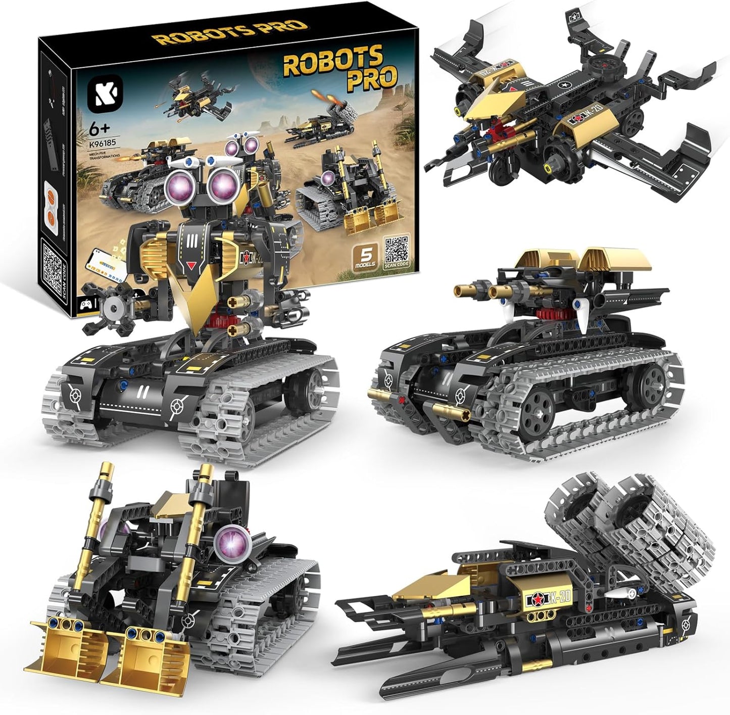 Robot Building Kit with Remote Control, STEM Gifts for Kids Age 8-12, Science Robot Kit Coding Robotics Technic Toy for Boys Girls Birthday Gifts, 5-in-1 Models with 323 Pieces