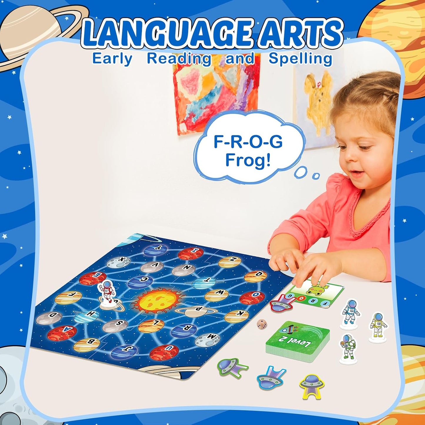 Broytain Letter Phonics Board Game for Kids,Educational Learning Word Board Games for Boys and Girls,Reading and Spelling Word Games Ages 4 5 6,Classroom Travel Indoor Outdoor Family Games