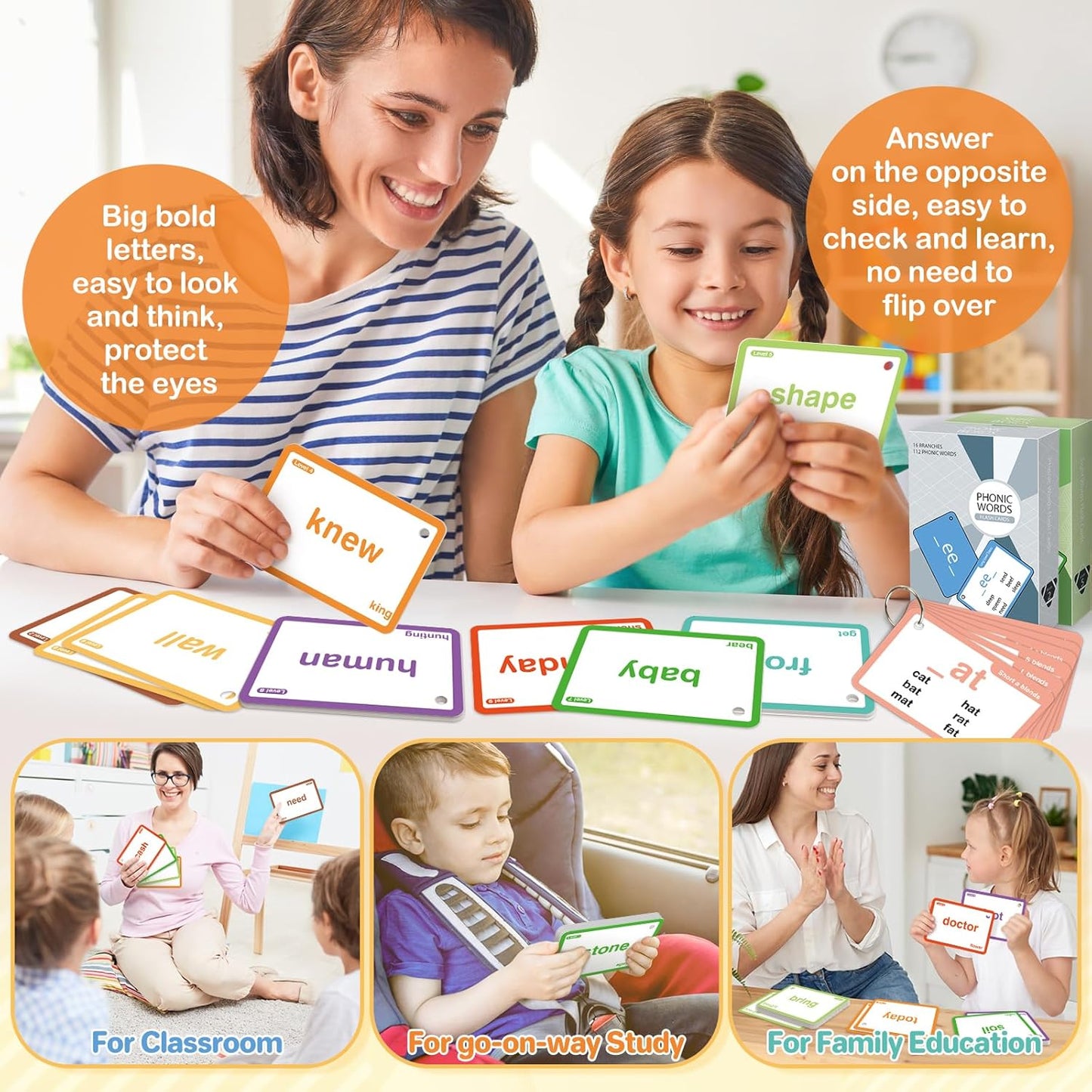 712 Sight Words/Phonics Flash Cards, Dolch & Fry High Frequency Site Words, Learn to Read CVC Blends, Short/Long Vowel Sounds, Flash Cards Games for PreK Kindergarten 1st 2nd 3rd Grade, Kids 4-10