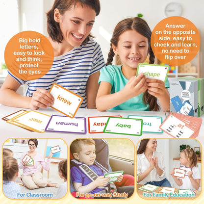 712 Sight Words/Phonics Flash Cards, Dolch & Fry High Frequency Site Words, Learn to Read CVC Blends, Short/Long Vowel Sounds, Flash Cards Games for PreK Kindergarten 1st 2nd 3rd Grade, Kids 4-10