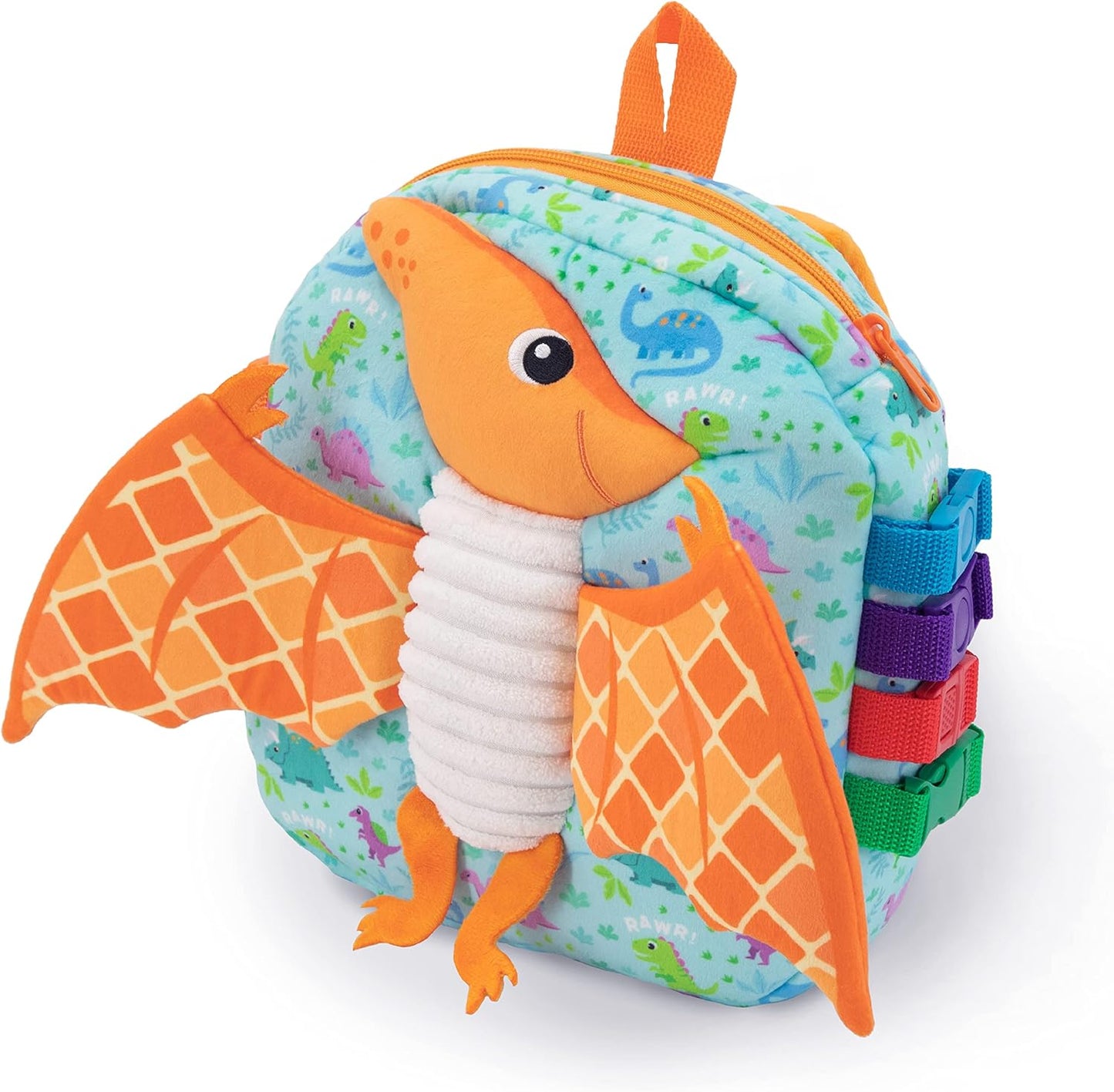 Buckle Toys - Blossom Butterfly Activity Backpack - Educational Learning Toy - Must Have for Long Car Trips - Zippered Pouch for Storage - Great Gift for Toddlers, Girls and Kids