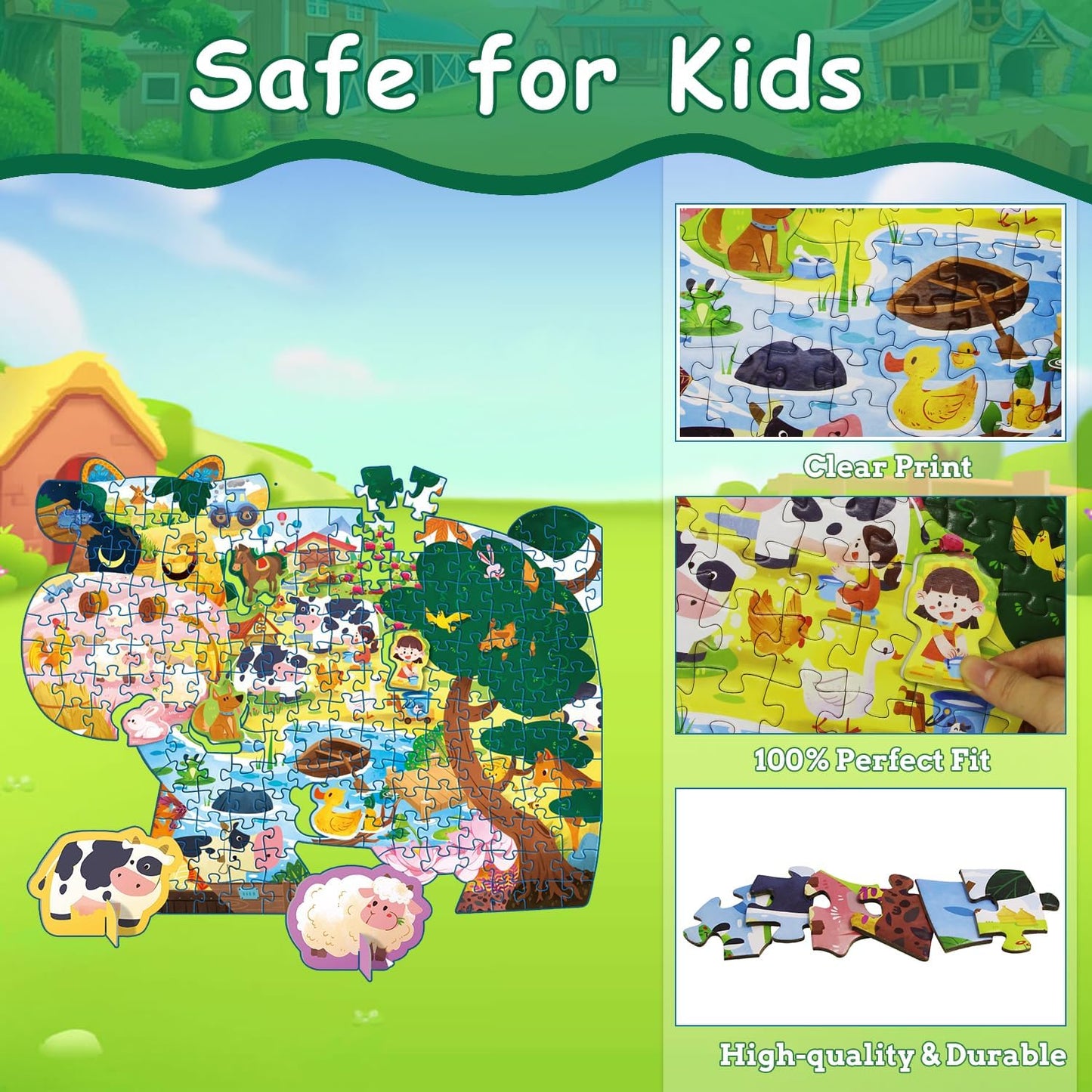 Dinosaur Puzzles for Kids Ages 6-8 Years Old 295 Piece Jigsaw Puzzles Unique Animal Shape Floor Puzzle Ages 8-10 Learning Educational Toys Birthday Gift for Boys Girls Ages 10-12