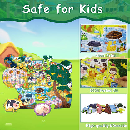 Dinosaur Puzzles for Kids Ages 6-8 Years Old 295 Piece Jigsaw Puzzles Unique Animal Shape Floor Puzzle Ages 8-10 Learning Educational Toys Birthday Gift for Boys Girls Ages 10-12