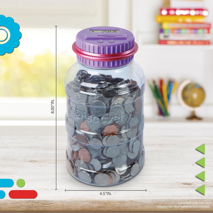 Discovey Digital Coin Counter Money Jar, LCD Screen, Automatic Piggy Bank Savings for US Coins, Keeps Track of Deposits, Battery Operated, Kids Gift