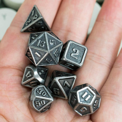 UDIXI Steampunk Metal Dice Set, 7 Die Polyhedral DND Dice Set for D&D Role Playing Game and Math Teaching (Ancient Copper)