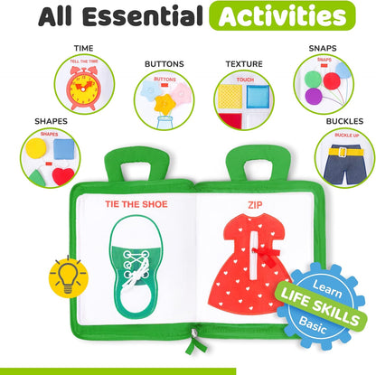deMoca Travel Toys for Toddlers, Quiet Book for Toddlers 1-3, Baby Travel Toys for Airplane Car Rides, Montessori Busy Book for 1 Year Old with All Parts Attached, Felt Activity Pad, No Noise Gift
