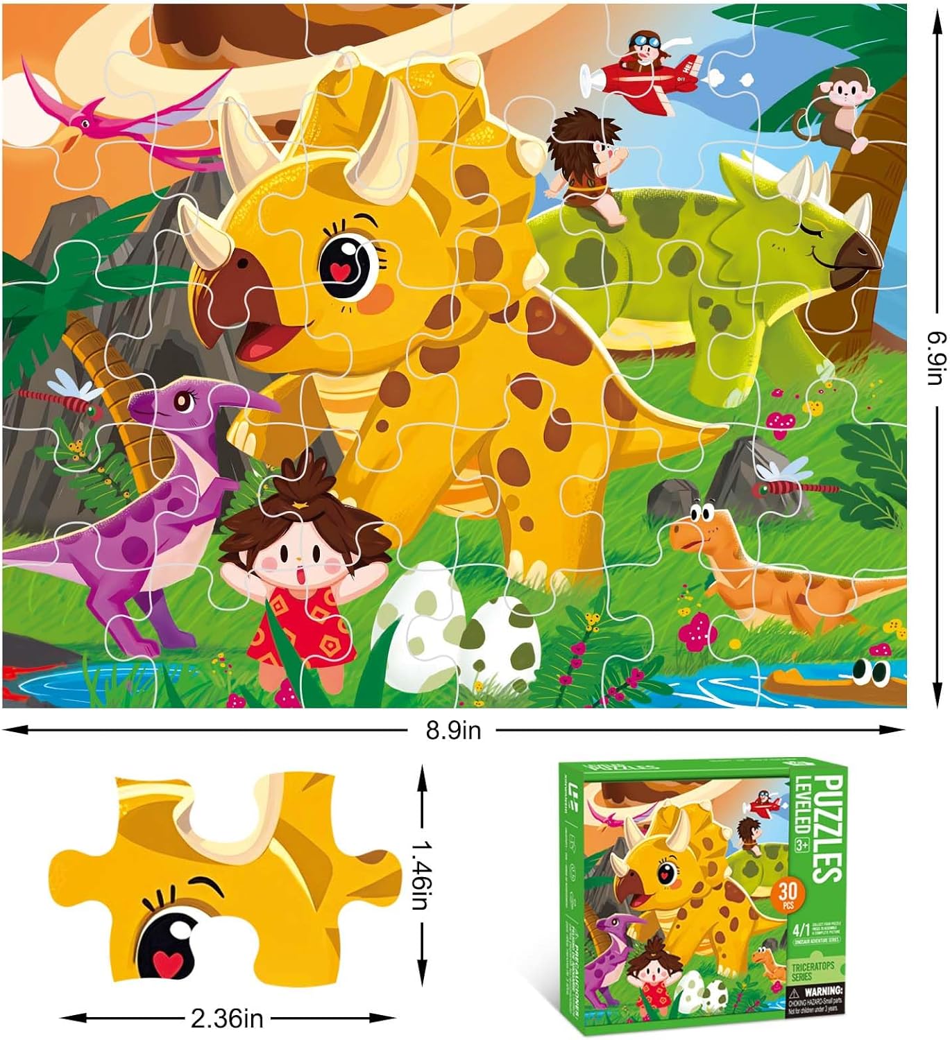 Puzzles for Kids Ages 3-8 Year Old,35pcs Jigsaw Puzzles for Toddlers & Children Ages 4-6，Educational Floor Puzzles with Storage Box for Gifts（Fire Engine）
