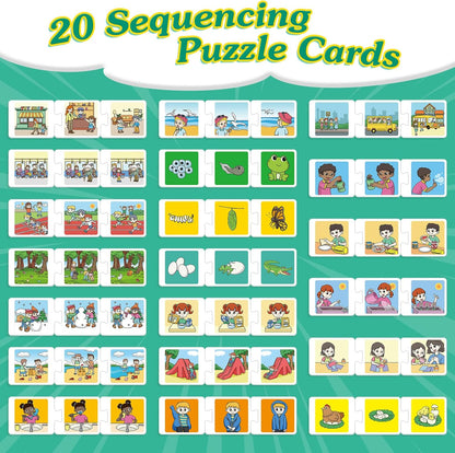 Kasfalci Sequencing Cards & Puzzles,Sequence Game for Kids,Speech Therapy for Autism,Improve Storytelling,Social Skills,Sentence Building,Preschool Learning Activities for Classroom & Homeschool
