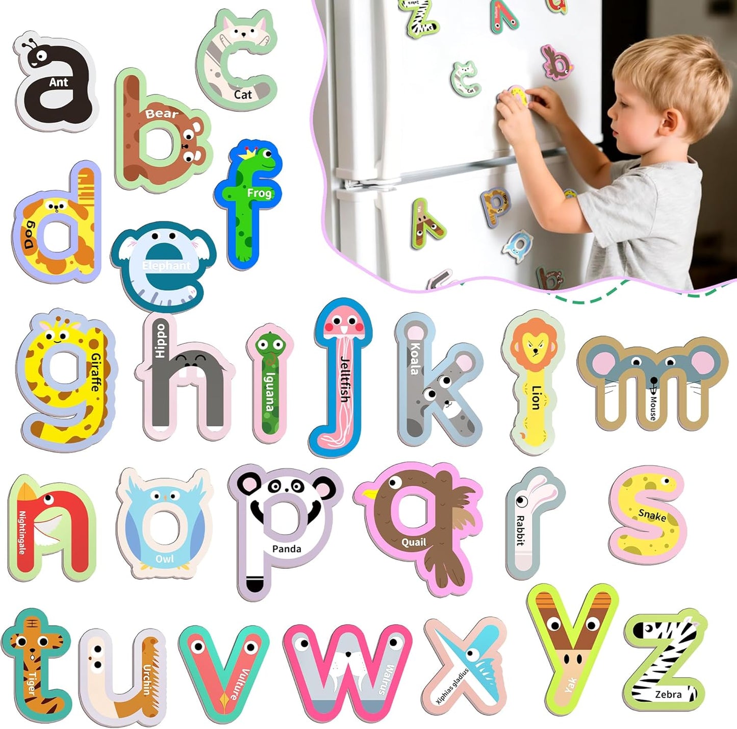 26 Pieces Large Magnetic Letters for Fridge, Capital A-Z Alphabet Magnets for Toddlers 1-3, Large Magnetic Letters for Fridge & Whiteboard, Alphabet Magnets for Toddlers 1-3
