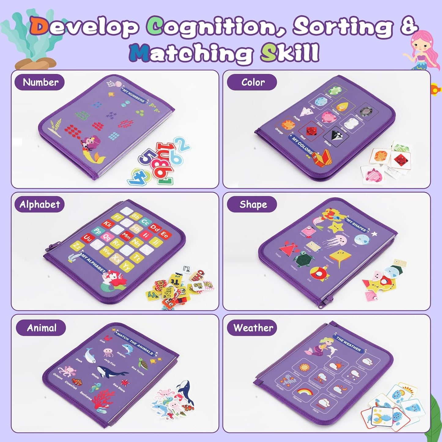 Montessori Busy Board for Toddlers 3-6, Sensory Educational Activities Board for Learning Fine Motor Skills, Travel Toys for Airplane Car, Gift for Girls Boys 3+ Years Old (Dinosaur)