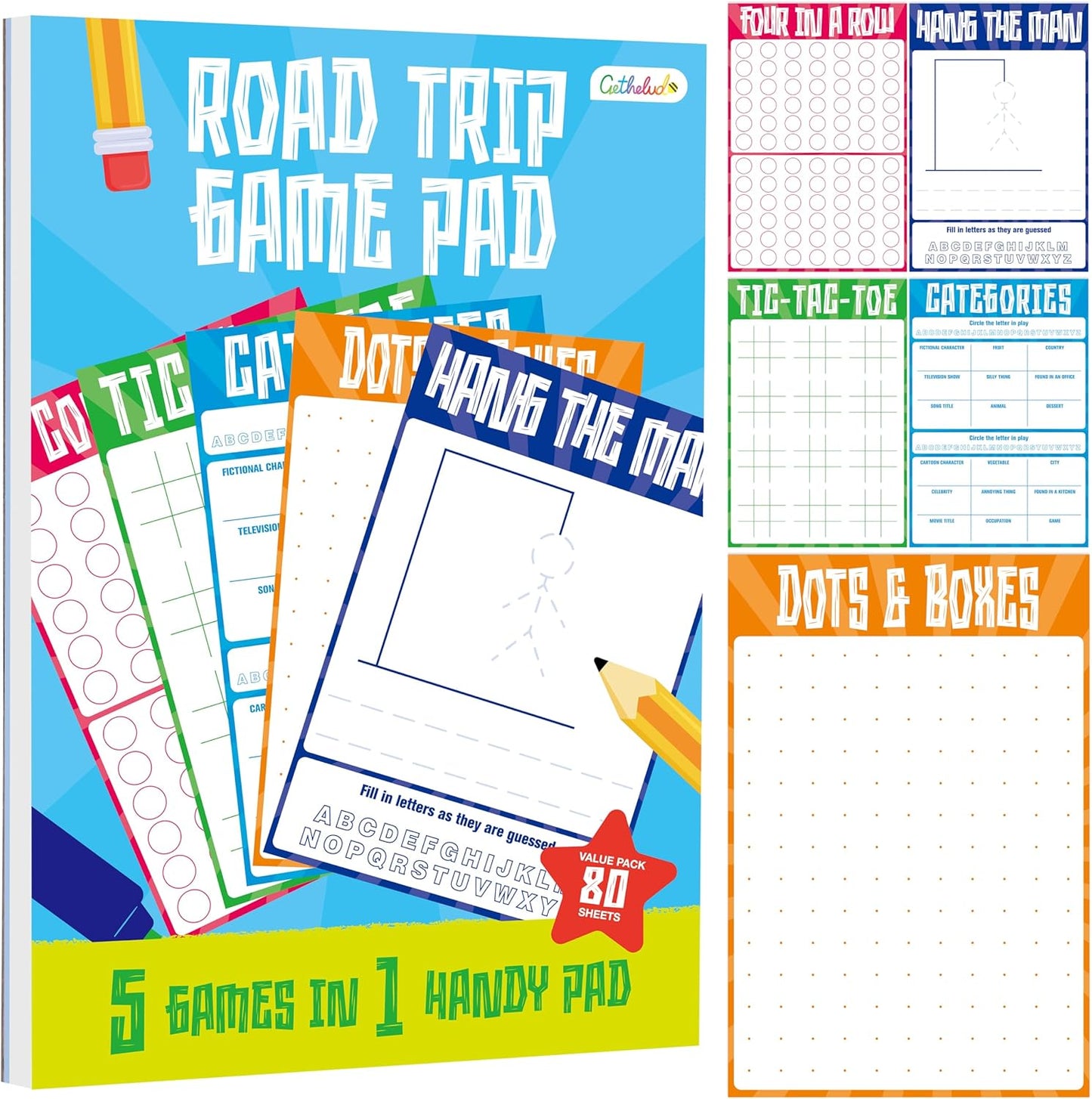 Pen Control & Tracing Activity Pad, 80 Tear-off Sheets Alphabet & Number Handwriting Practice Notepad for Kids, Letters A-Z/Numbers1-20/Patterns Tracing Workbook for Plane, Car Travel, Road Trip