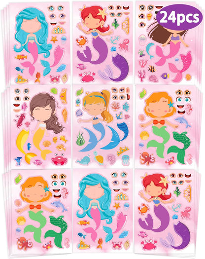 24 Pcs Make Your Own Dinosaur Sticker Sheets, Dinosaur Party Favors Face Stickers for Kids Boys Toddlers Crafts Activities Gift Bags Birthday Party Valentines Day Gifts for Kids Classroom