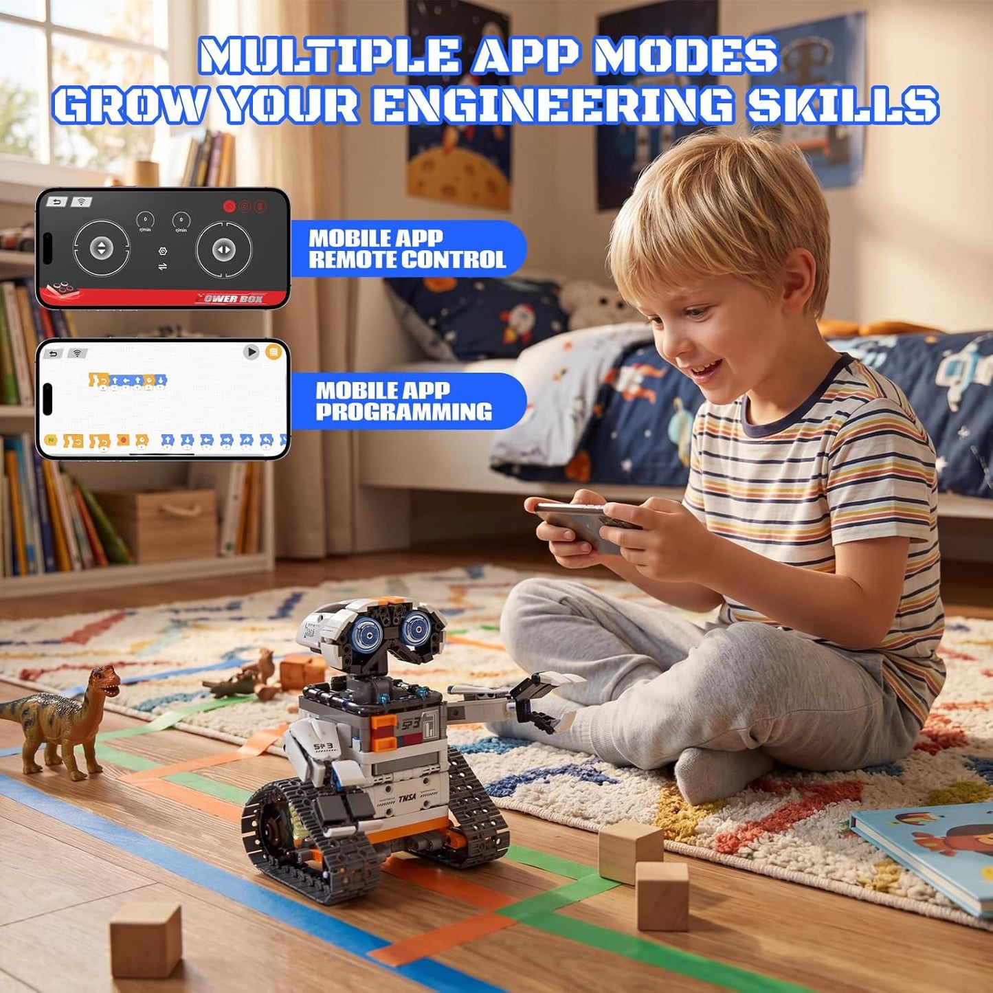 HPROMOT STEM Robot Building Sets for Kids Ages 8-16, 5-in-1 Remote Control and APP Robot Toys, 757 Pcs DIY Building Science Educational Kit, Building Block Birthday Present for Teen Boys and Girls