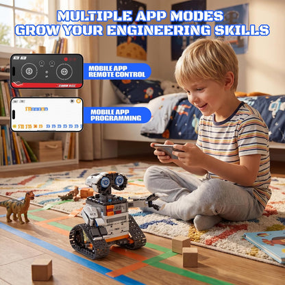 HPROMOT STEM Robot Building Sets for Kids Ages 8-16, 5-in-1 Remote Control and APP Robot Toys, 757 Pcs DIY Building Science Educational Kit, Building Block Birthday Present for Teen Boys and Girls