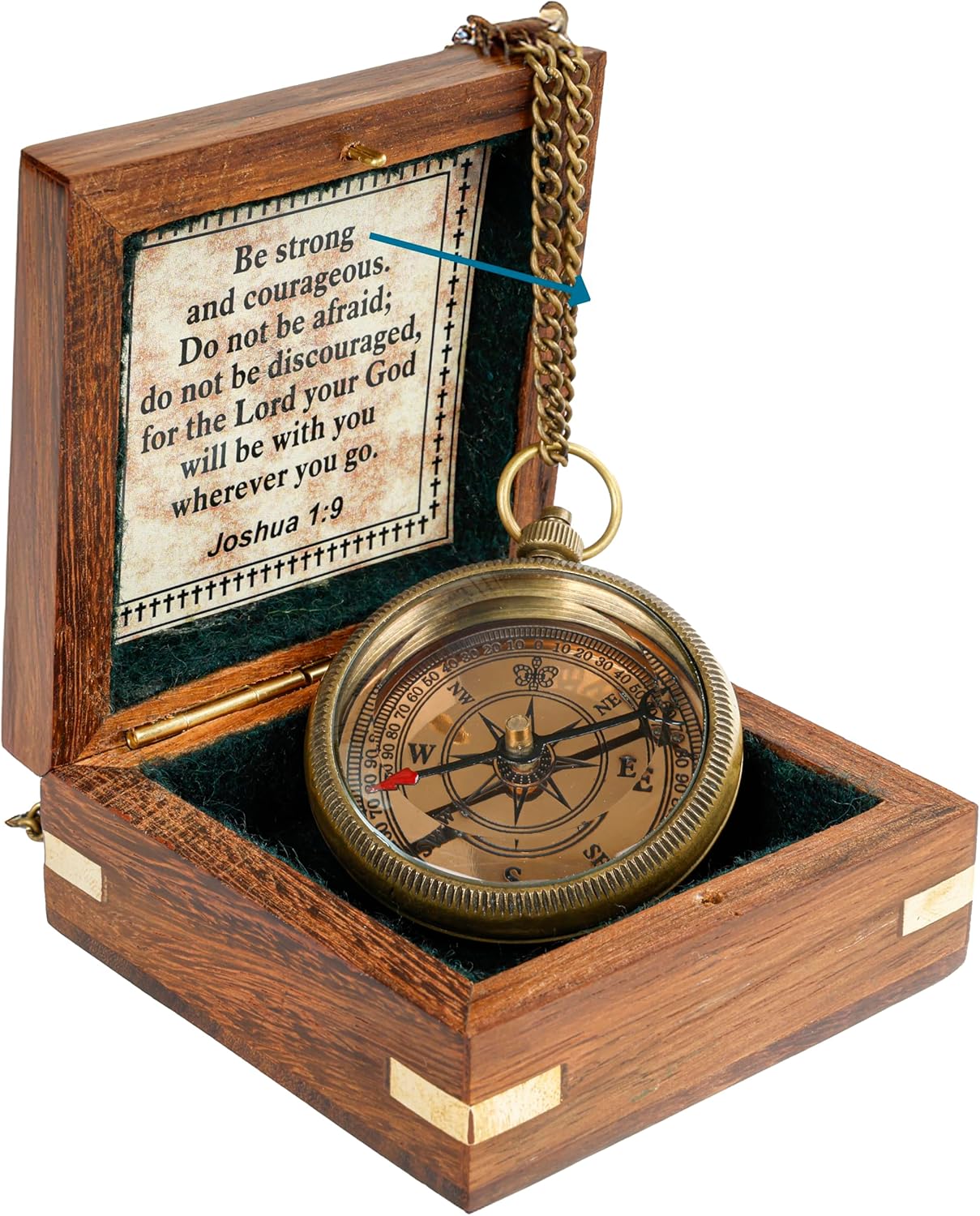 Compass with Stamped Wooden Case